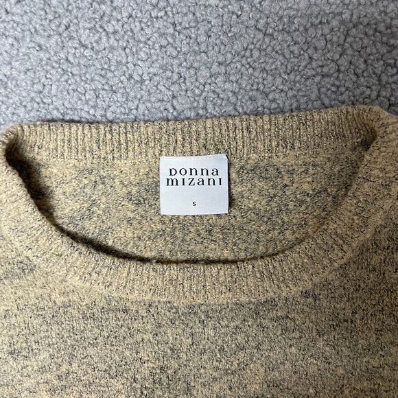 DONNA MIZANI SWEATER‎ puff sleeve woven knit tan small - Picture 2 of 7